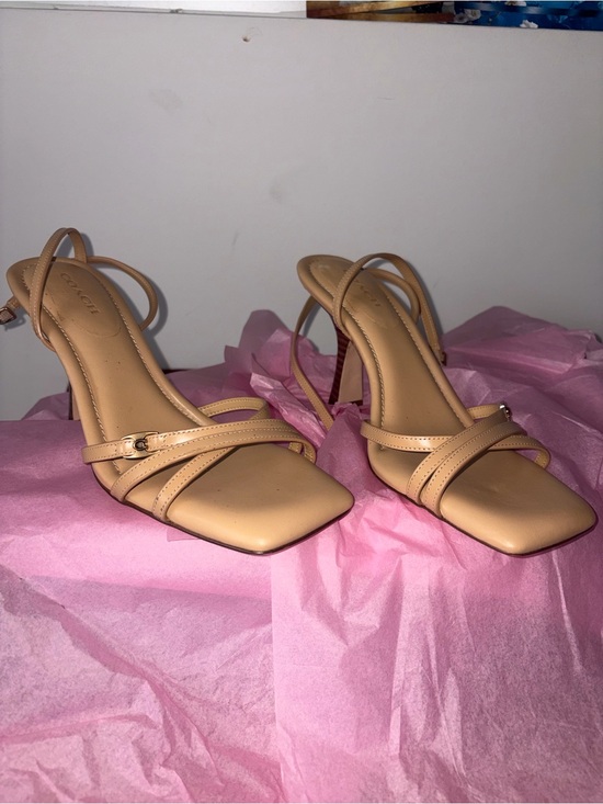 Coach Shoes - Coach Women's Nude Strappy Square-Toe Heels